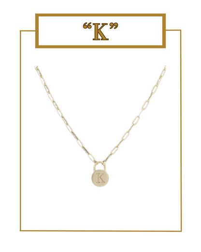 Padlock Initial Pendant-Necklaces-Golden Stella-The Village Shoppe, Women’s Fashion Boutique, Shop Online and In Store - Located in Muscle Shoals, AL.