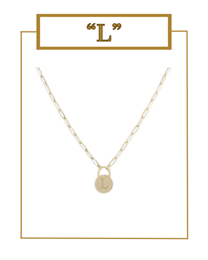 Padlock Initial Pendant-Necklaces-Golden Stella-The Village Shoppe, Women’s Fashion Boutique, Shop Online and In Store - Located in Muscle Shoals, AL.