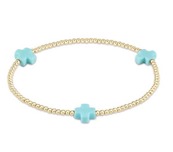 E Newton Signature Cross Gold Pattern 3mm Bead Bracelet-Bracelets-ENEWTON-The Village Shoppe, Women’s Fashion Boutique, Shop Online and In Store - Located in Muscle Shoals, AL.