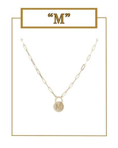 Padlock Initial Pendant-Necklaces-Golden Stella-The Village Shoppe, Women’s Fashion Boutique, Shop Online and In Store - Located in Muscle Shoals, AL.