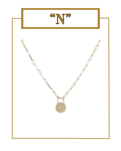 Padlock Initial Pendant-Necklaces-Golden Stella-The Village Shoppe, Women’s Fashion Boutique, Shop Online and In Store - Located in Muscle Shoals, AL.