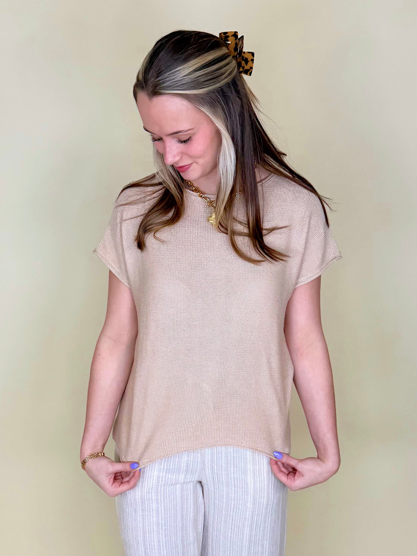 The Bailey Sweater Tee-Short Sleeves-Be Cool-The Village Shoppe, Women’s Fashion Boutique, Shop Online and In Store - Located in Muscle Shoals, AL.