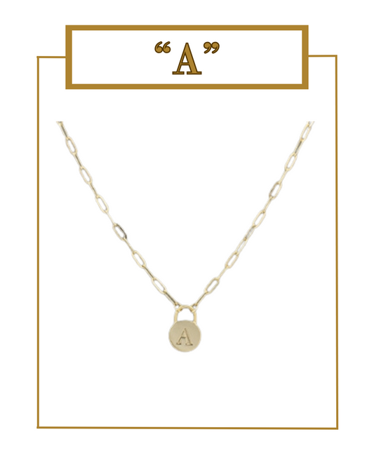 Padlock Initial Pendant-Necklaces-Golden Stella-The Village Shoppe, Women’s Fashion Boutique, Shop Online and In Store - Located in Muscle Shoals, AL.