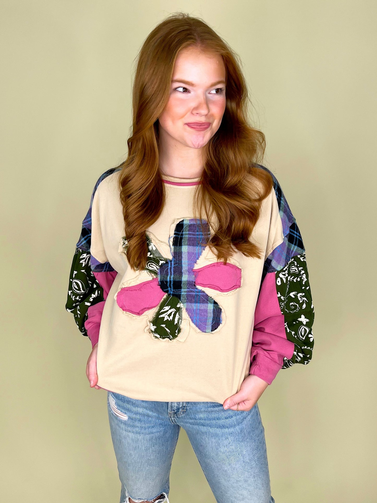 Fresh as a Daisy Pullover-Pullover-Easel-The Village Shoppe, Women’s Fashion Boutique, Shop Online and In Store - Located in Muscle Shoals, AL.