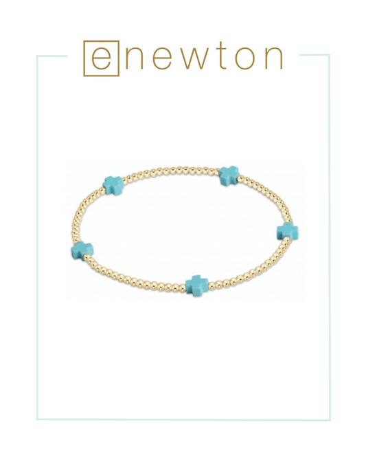 E Newton Signature Cross Small Gold Pattern 2mm Bead Bracelet-Bracelets-ENEWTON-The Village Shoppe, Women’s Fashion Boutique, Shop Online and In Store - Located in Muscle Shoals, AL.