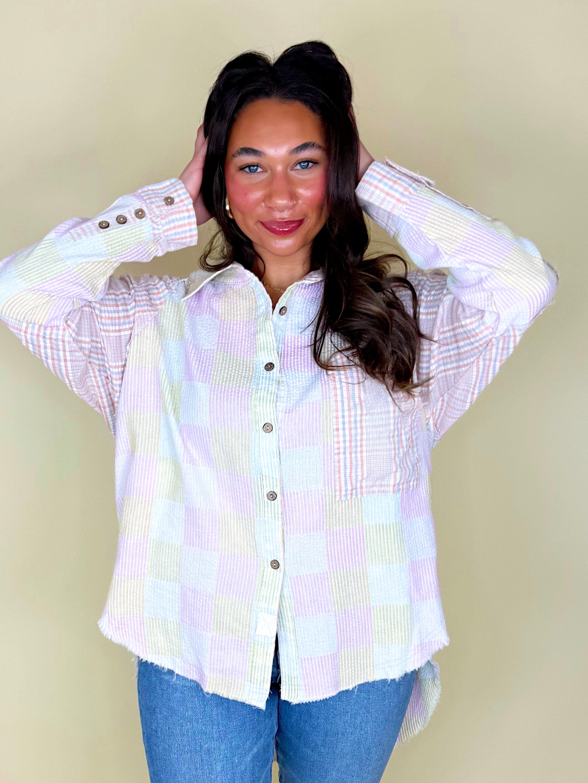 The Easterling Button-Down-Long Sleeves-Oli & Hali-The Village Shoppe, Women’s Fashion Boutique, Shop Online and In Store - Located in Muscle Shoals, AL.