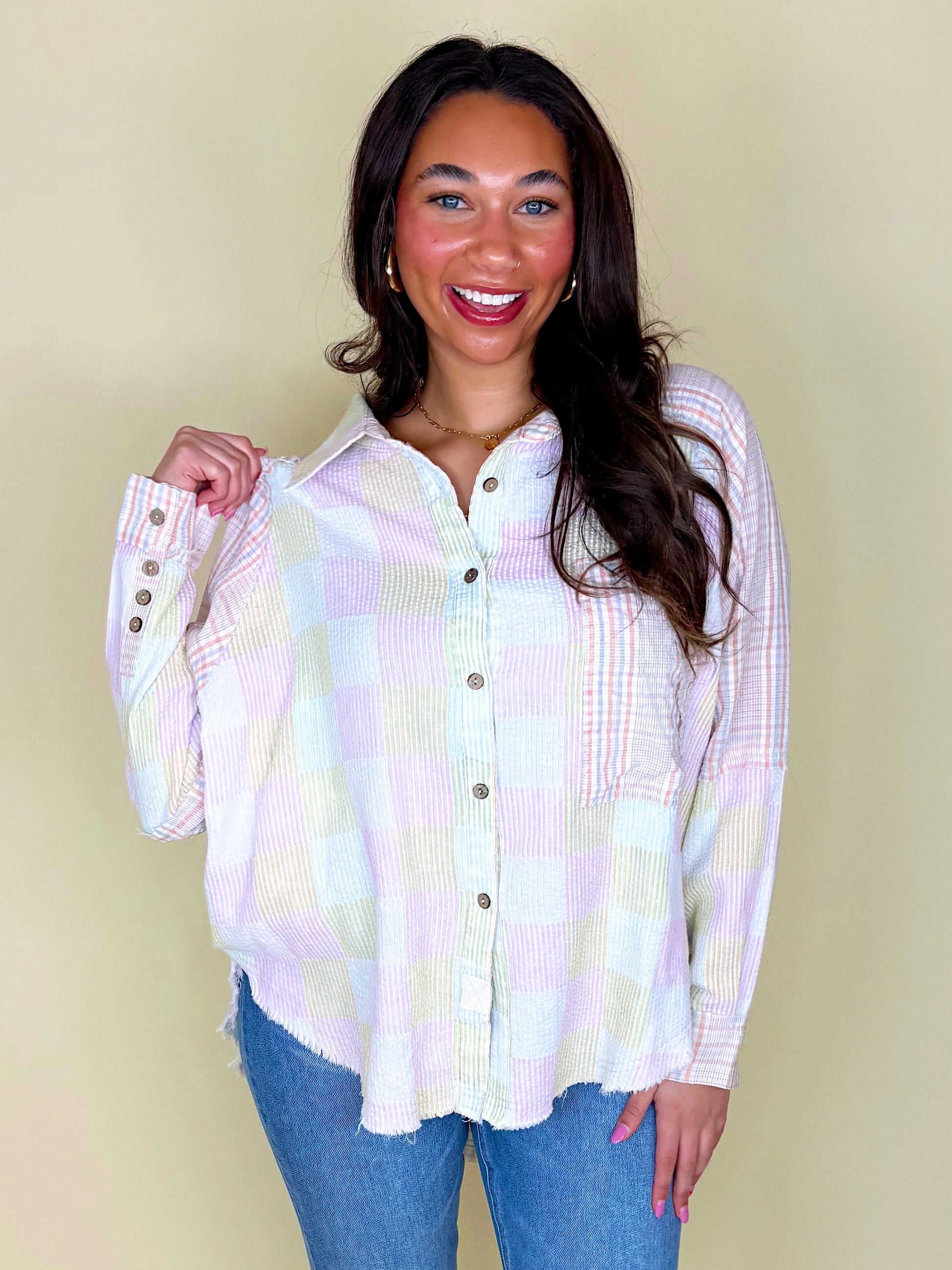 The Easterling Button-Down-Long Sleeves-Oli & Hali-The Village Shoppe, Women’s Fashion Boutique, Shop Online and In Store - Located in Muscle Shoals, AL.