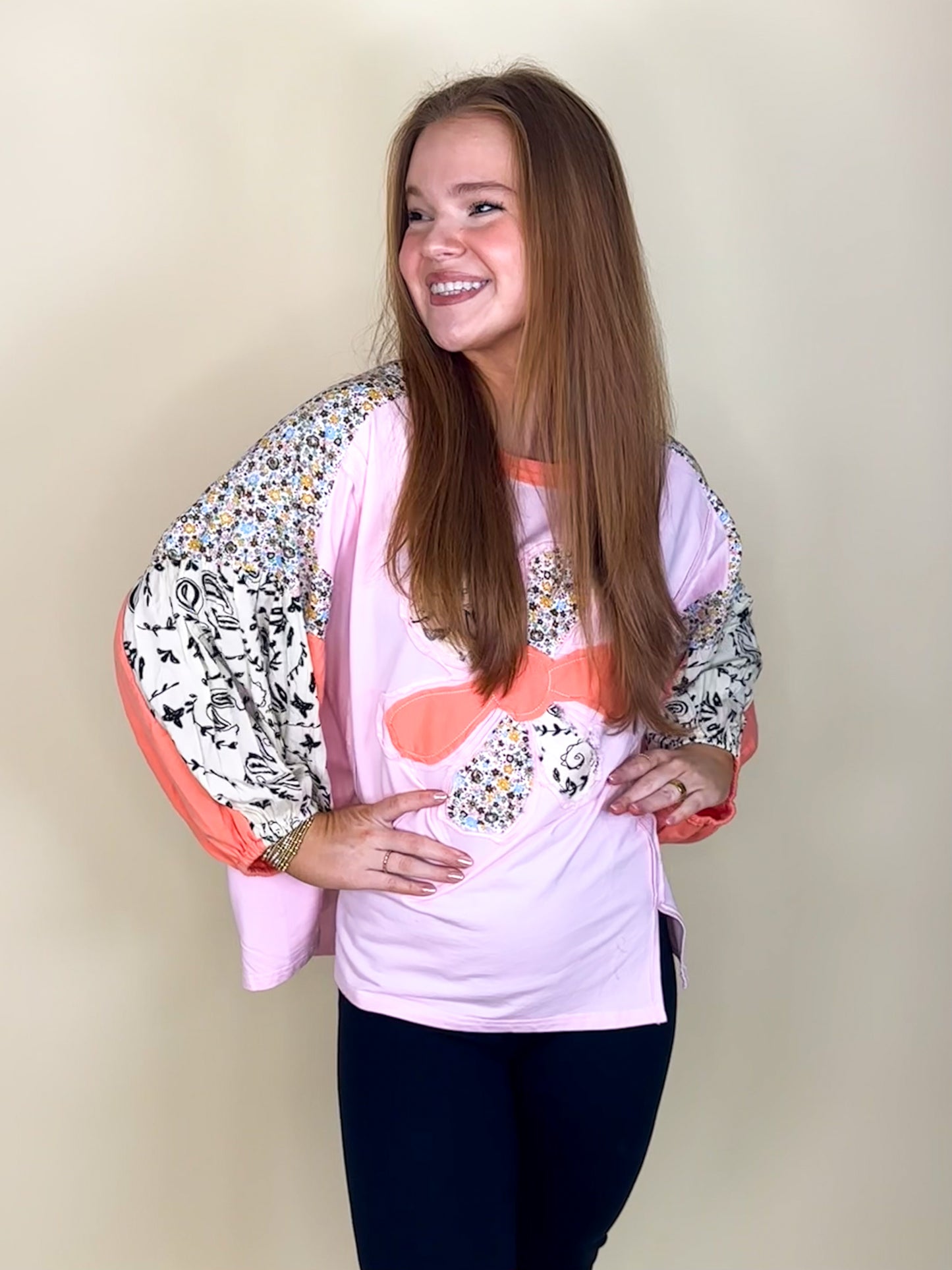 The Daisy Dreams Top-3/4 Sleeves-Easel-The Village Shoppe, Women’s Fashion Boutique, Shop Online and In Store - Located in Muscle Shoals, AL.