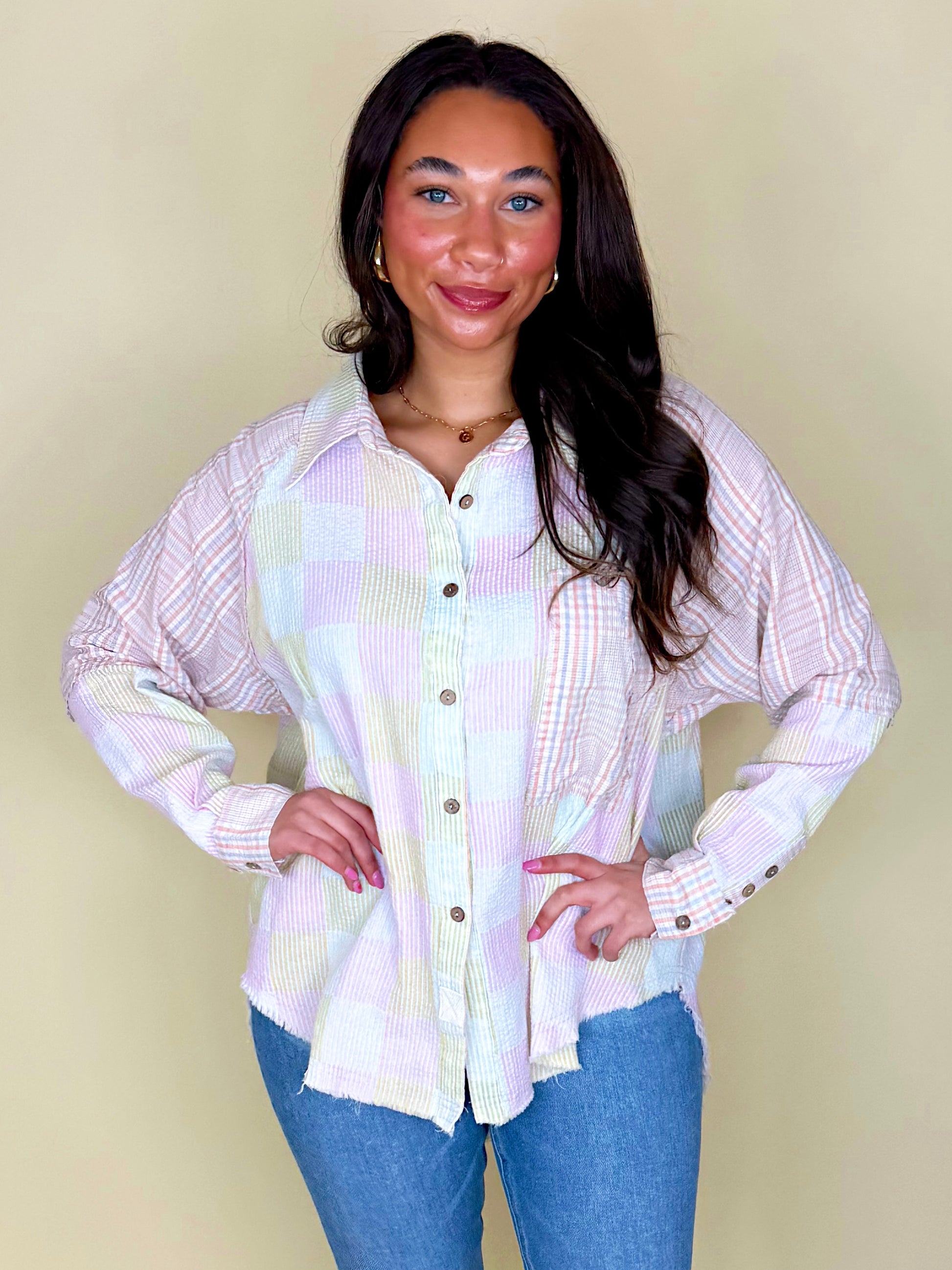 The Easterling Button-Down-Long Sleeves-Oli & Hali-The Village Shoppe, Women’s Fashion Boutique, Shop Online and In Store - Located in Muscle Shoals, AL.