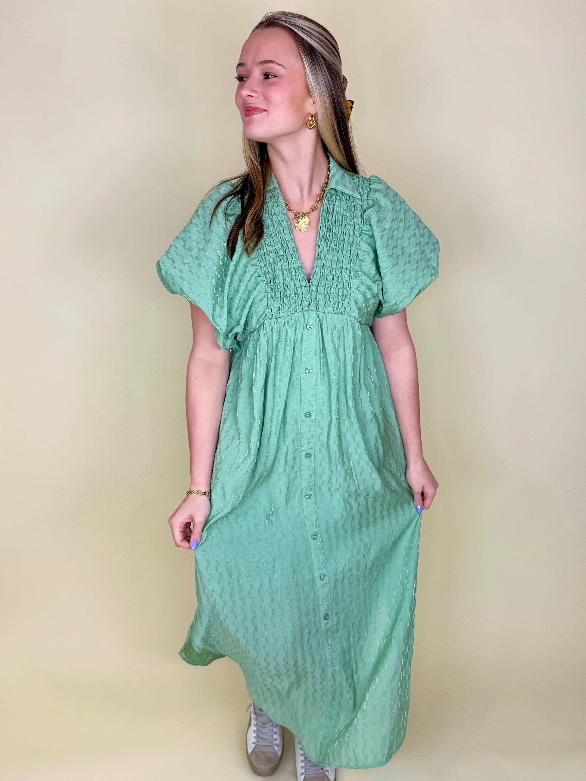 The Alexandra Midi Dress-Midi Dress-Entro-The Village Shoppe, Women’s Fashion Boutique, Shop Online and In Store - Located in Muscle Shoals, AL.