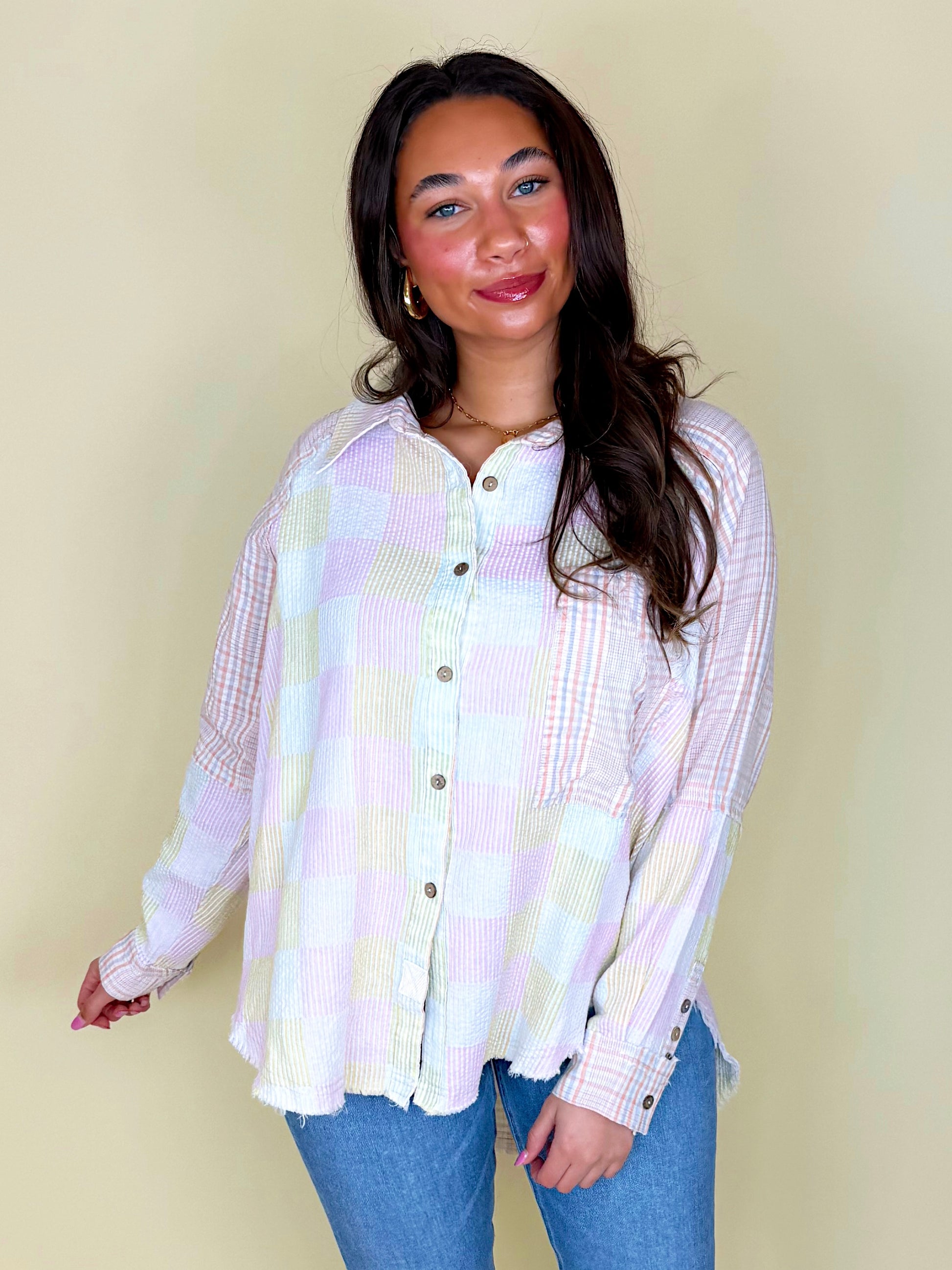 The Easterling Button-Down-Long Sleeves-Oli & Hali-The Village Shoppe, Women’s Fashion Boutique, Shop Online and In Store - Located in Muscle Shoals, AL.