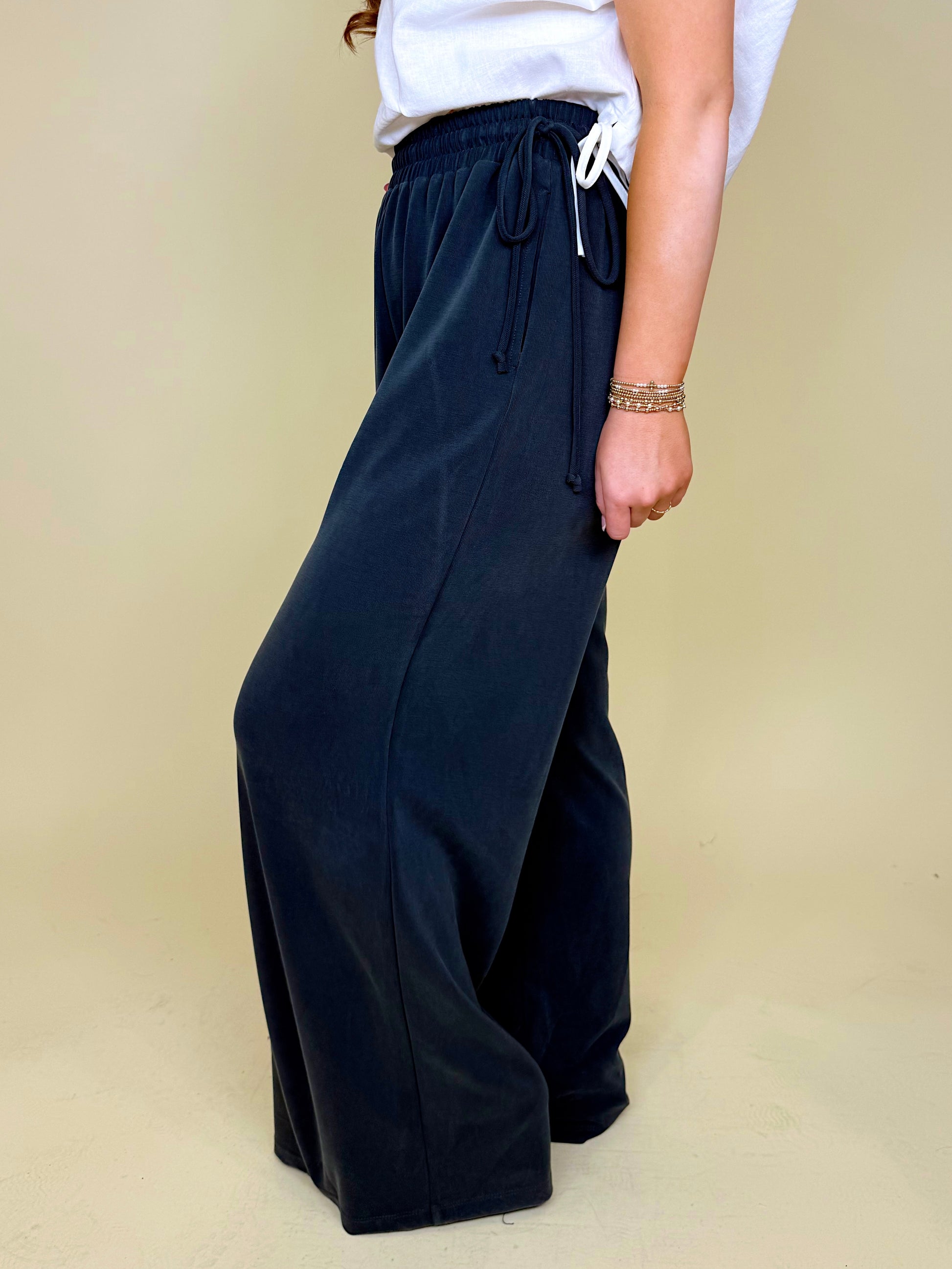 Just Go With It Wide Leg Pant-Pull On Pant-Elle Grey-The Village Shoppe, Women’s Fashion Boutique, Shop Online and In Store - Located in Muscle Shoals, AL.