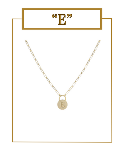 Padlock Initial Pendant-Necklaces-Golden Stella-The Village Shoppe, Women’s Fashion Boutique, Shop Online and In Store - Located in Muscle Shoals, AL.