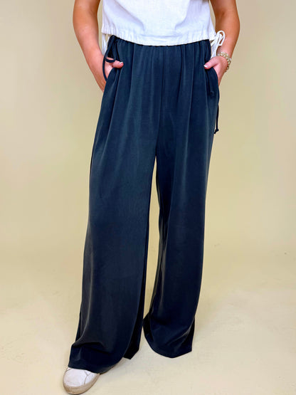 Just Go With It Wide Leg Pant-Pull On Pant-Elle Grey-The Village Shoppe, Women’s Fashion Boutique, Shop Online and In Store - Located in Muscle Shoals, AL.