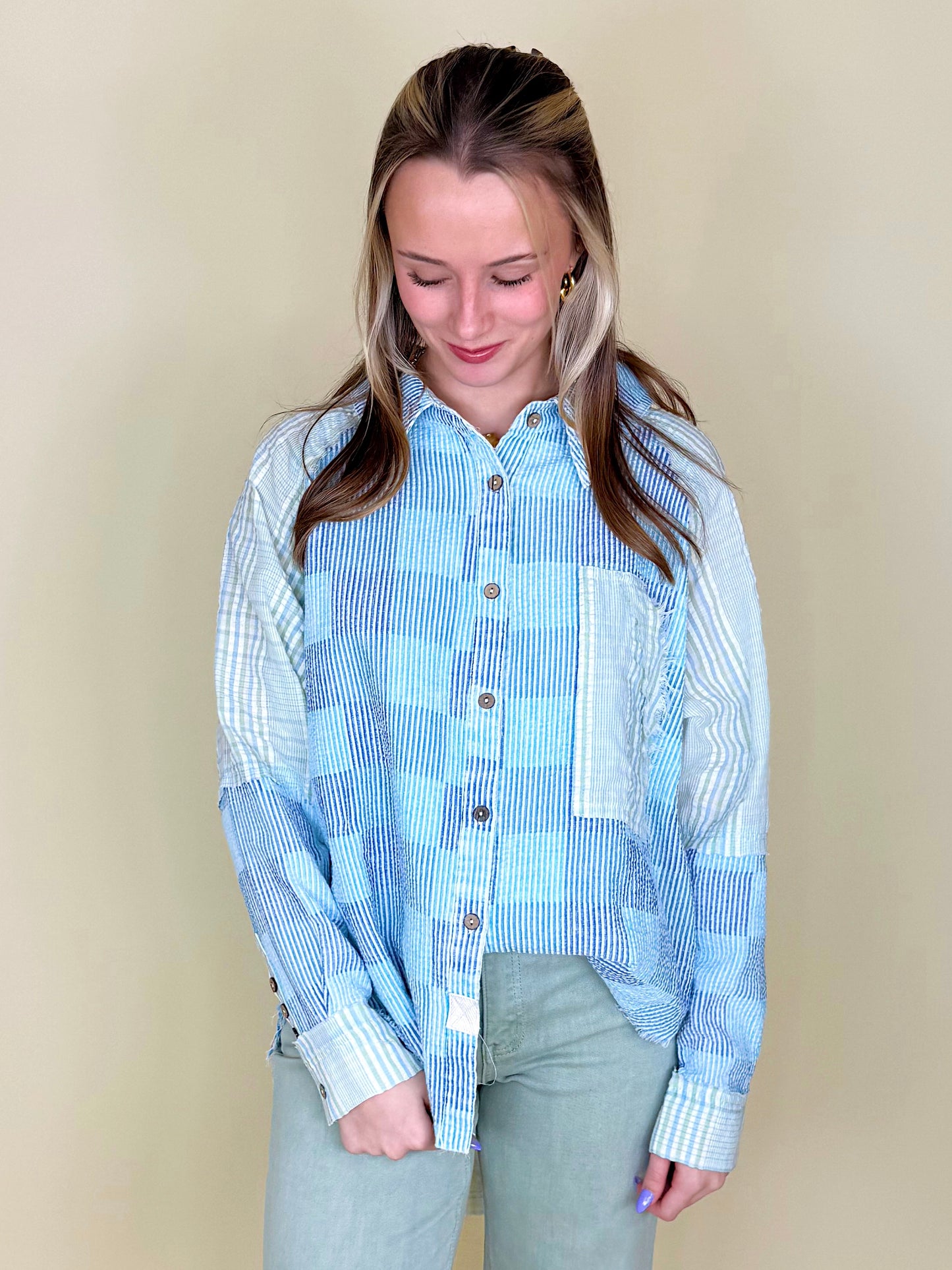 The Easterling Button-Down-Long Sleeves-Oli & Hali-The Village Shoppe, Women’s Fashion Boutique, Shop Online and In Store - Located in Muscle Shoals, AL.