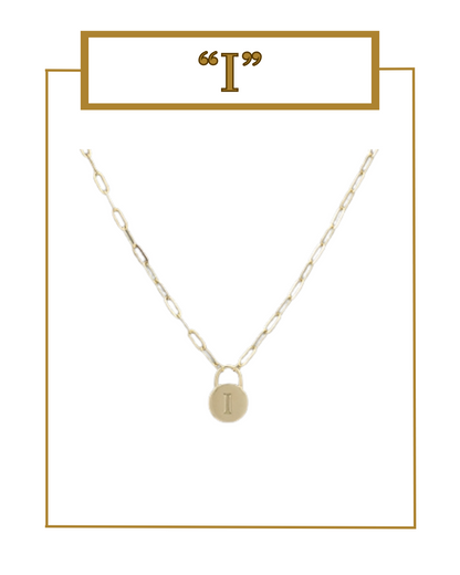 Padlock Initial Pendant-Necklaces-Golden Stella-The Village Shoppe, Women’s Fashion Boutique, Shop Online and In Store - Located in Muscle Shoals, AL.