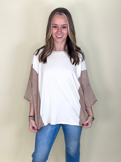 The Katie Top-3/4 Sleeves-Easel-The Village Shoppe, Women’s Fashion Boutique, Shop Online and In Store - Located in Muscle Shoals, AL.