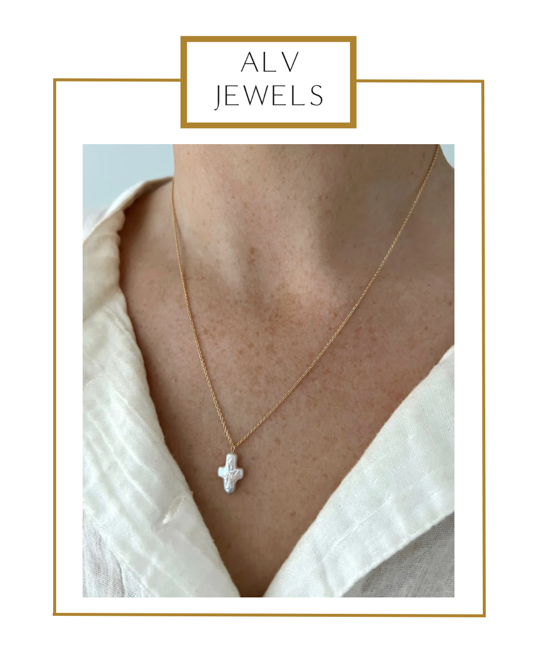 Single Pearl Cross Chain Necklace | ALV Jewels-Necklaces-ALV Jewels-The Village Shoppe, Women’s Fashion Boutique, Shop Online and In Store - Located in Muscle Shoals, AL.