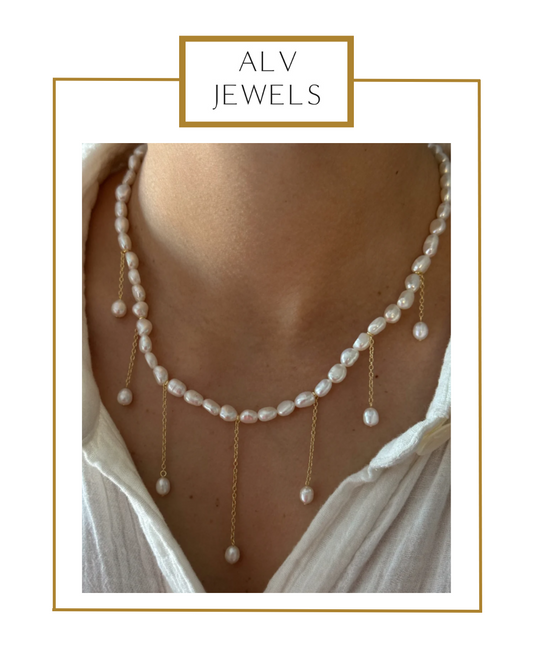 Pearl & Chain Necklace | ALV Jewels-Necklaces-ALV Jewels-The Village Shoppe, Women’s Fashion Boutique, Shop Online and In Store - Located in Muscle Shoals, AL.