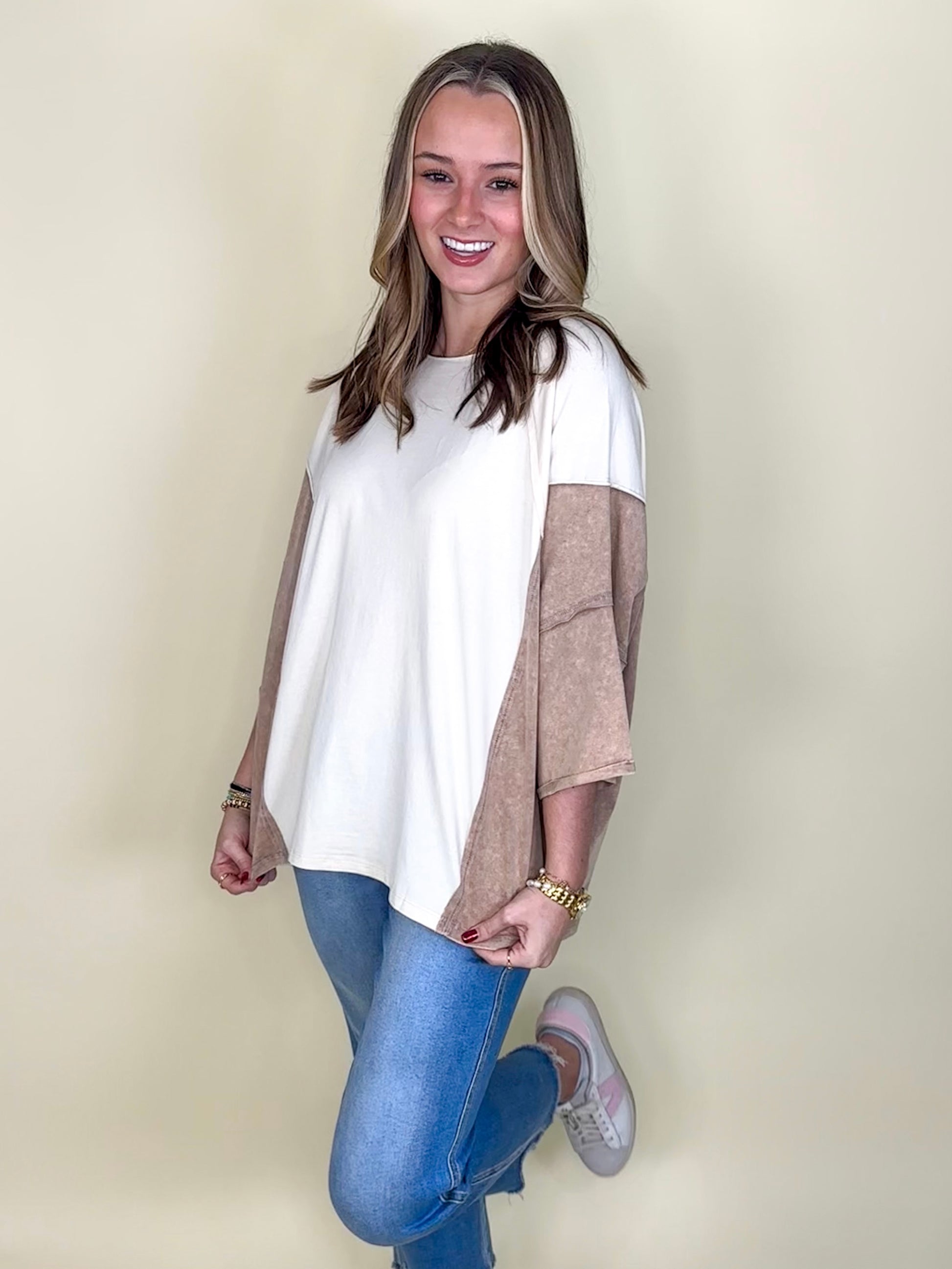 The Katie Top-3/4 Sleeves-Easel-The Village Shoppe, Women’s Fashion Boutique, Shop Online and In Store - Located in Muscle Shoals, AL.