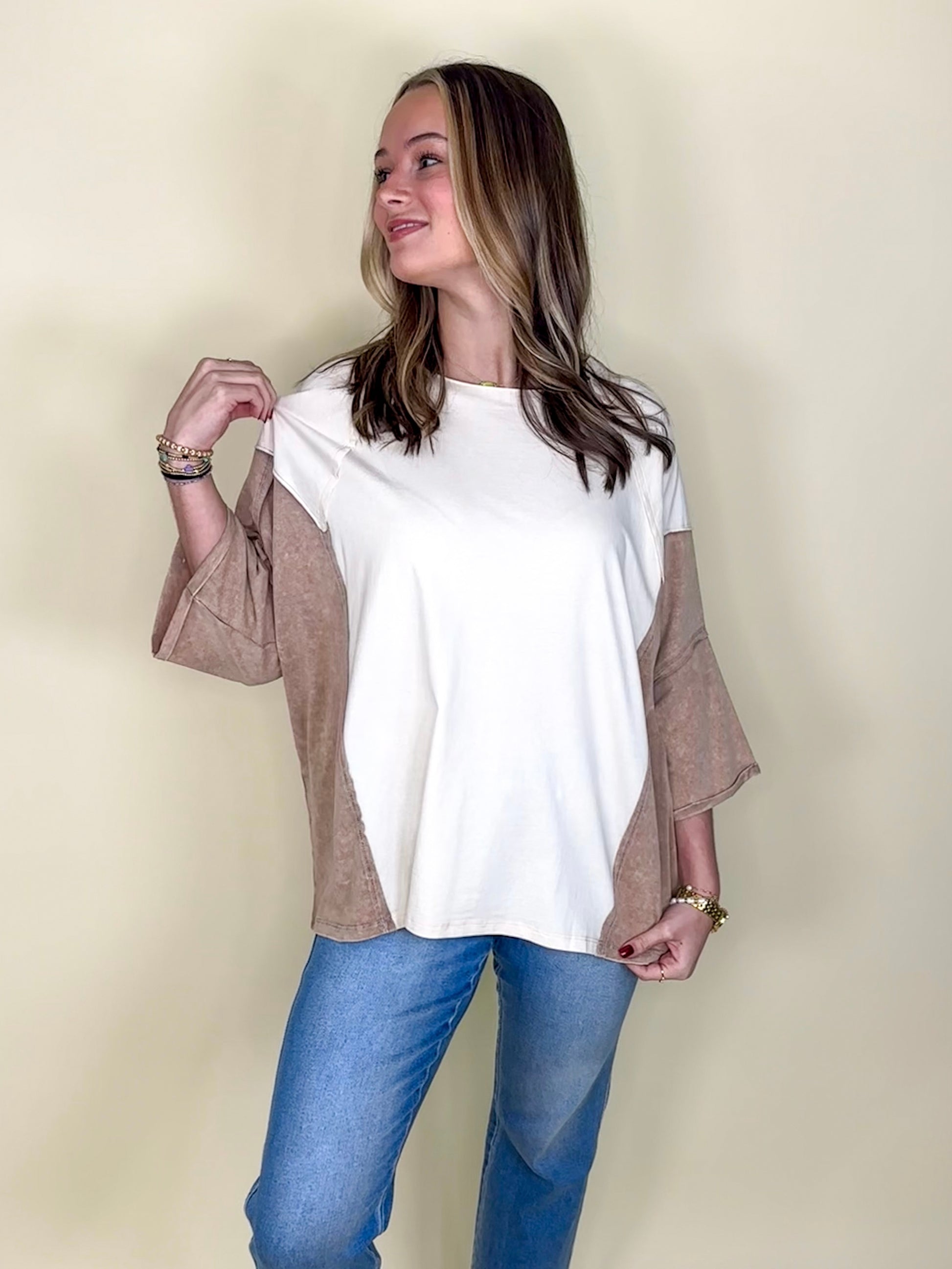 The Katie Top-3/4 Sleeves-Easel-The Village Shoppe, Women’s Fashion Boutique, Shop Online and In Store - Located in Muscle Shoals, AL.