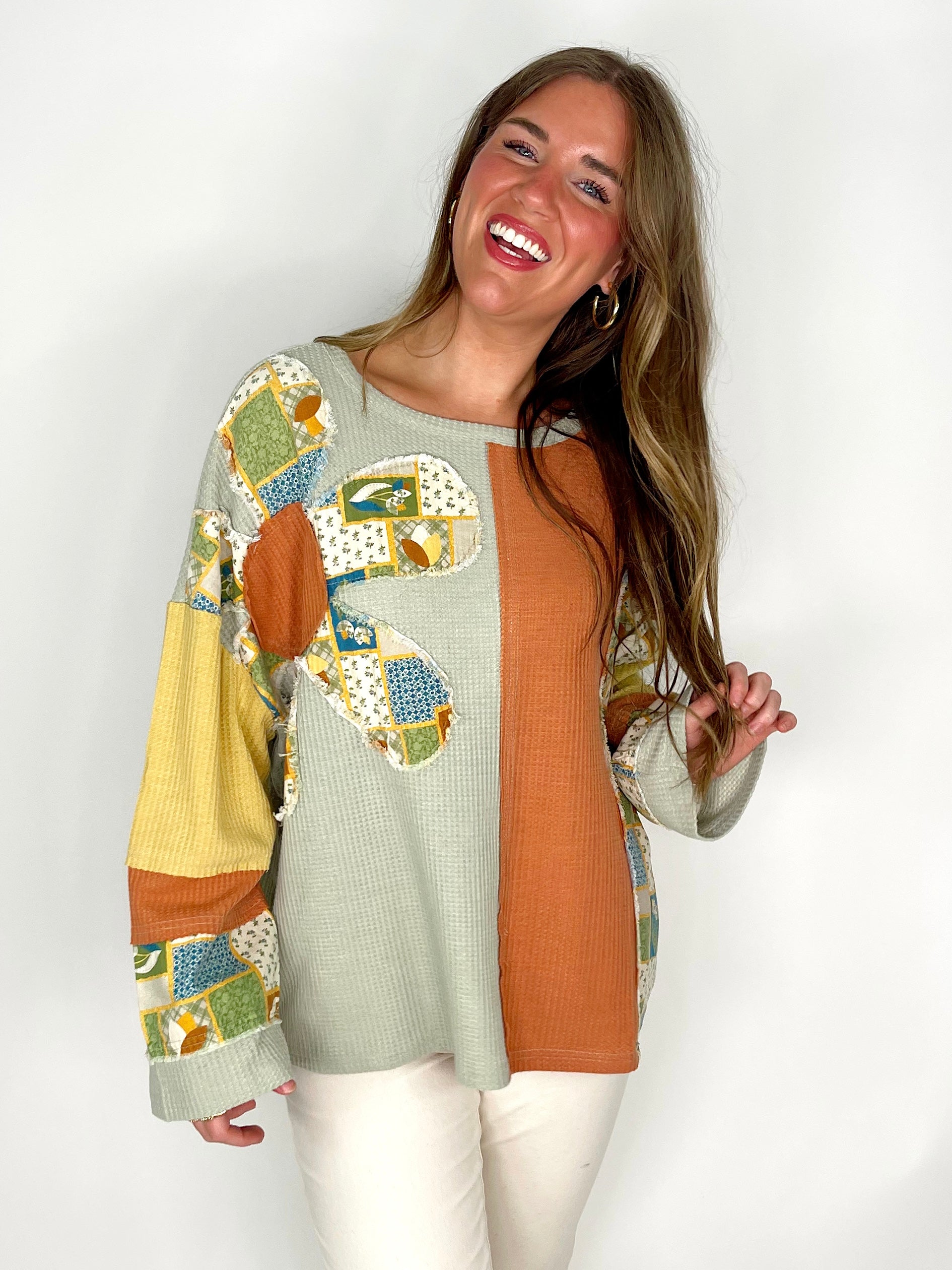 The Kimmy Top-Long Sleeves-Easel-The Village Shoppe, Women’s Fashion Boutique, Shop Online and In Store - Located in Muscle Shoals, AL.