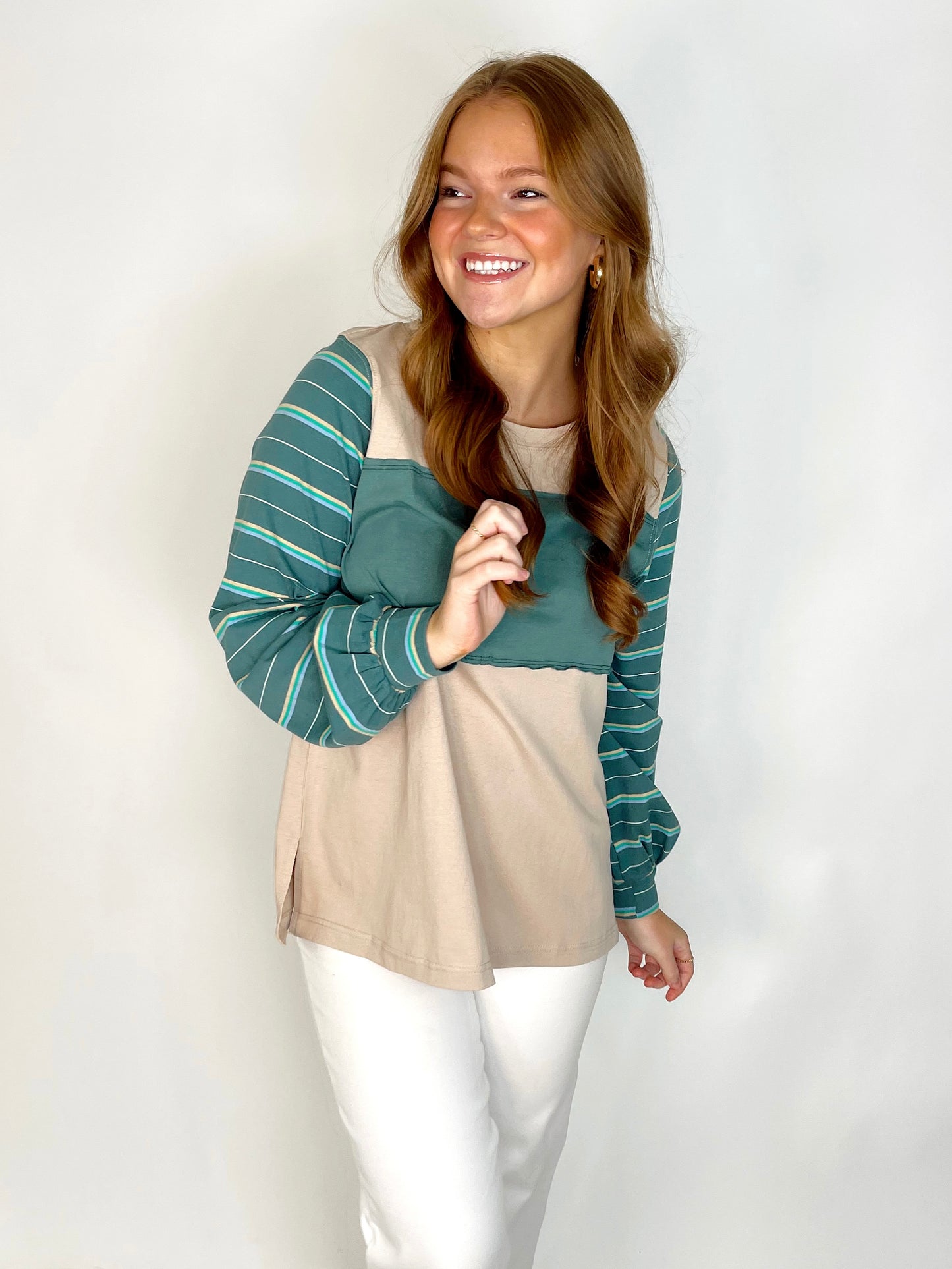 The Kayla Top | DOORBUSTER-Long Sleeves-Cotton Bleu-The Village Shoppe, Women’s Fashion Boutique, Shop Online and In Store - Located in Muscle Shoals, AL.