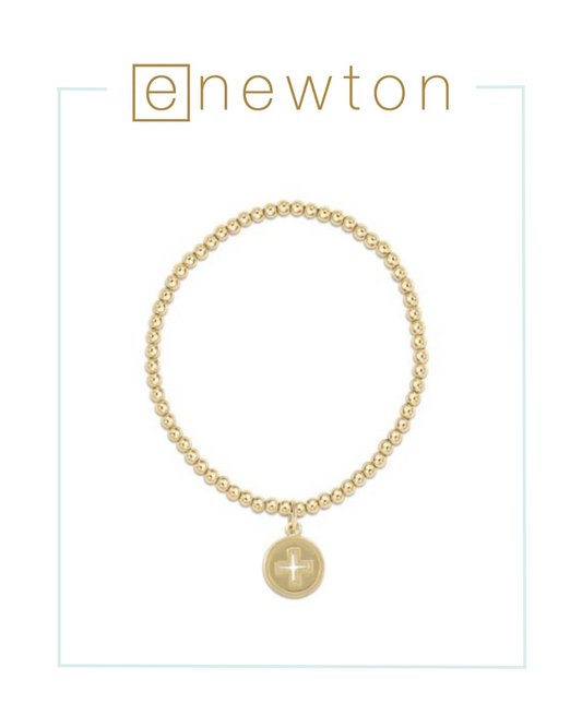 E Newton Classic Gold 3mm Bead Bracelet - Signature Cross Gold Disc-Bracelets-ENEWTON-The Village Shoppe, Women’s Fashion Boutique, Shop Online and In Store - Located in Muscle Shoals, AL.