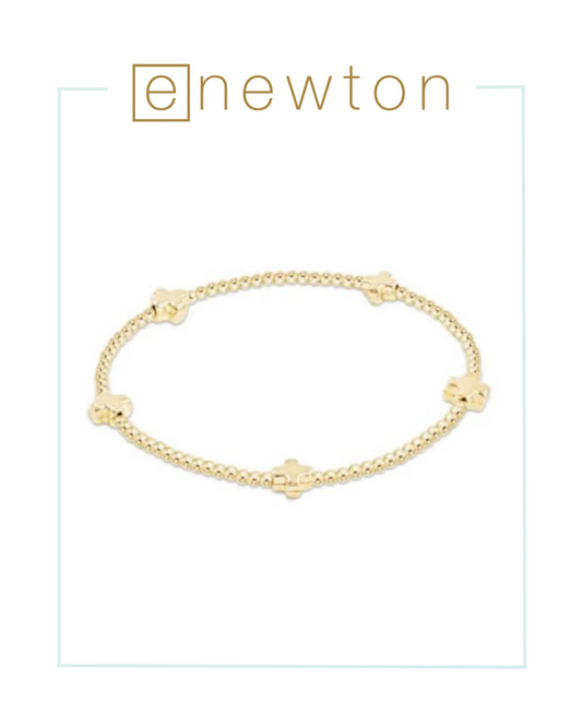 E Newton Signature Cross Small Gold Pattern 2mm Bead Bracelet - Gold-Bracelets-ENEWTON-The Village Shoppe, Women’s Fashion Boutique, Shop Online and In Store - Located in Muscle Shoals, AL.