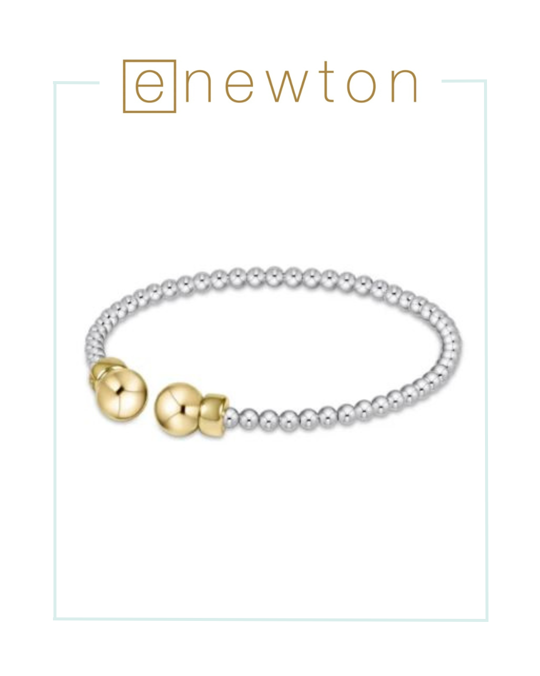 E Newton Classic Sterling Mixed Metal 3mm Bead Cuff - Gold-Bracelets-ENEWTON-The Village Shoppe, Women’s Fashion Boutique, Shop Online and In Store - Located in Muscle Shoals, AL.