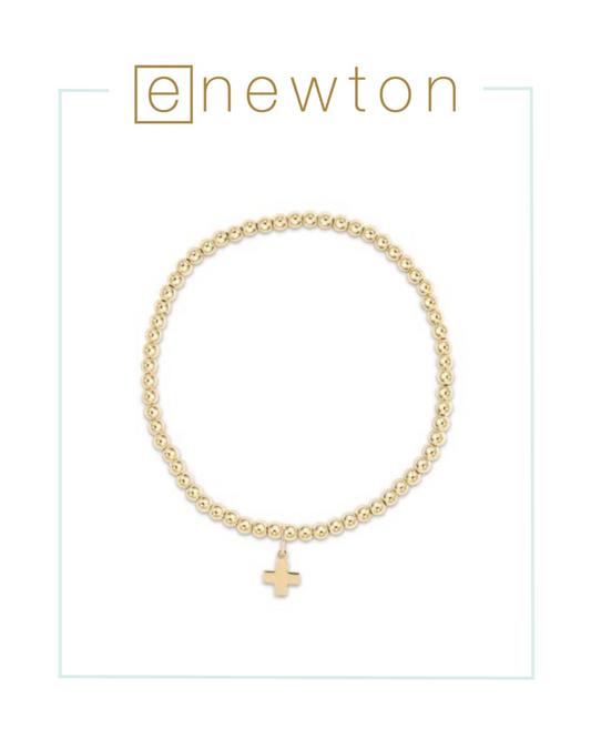 E Newton Classic Gold 3mm Bead Bracelet - Signature Cross Gold Charm-Bracelets-ENEWTON-The Village Shoppe, Women’s Fashion Boutique, Shop Online and In Store - Located in Muscle Shoals, AL.