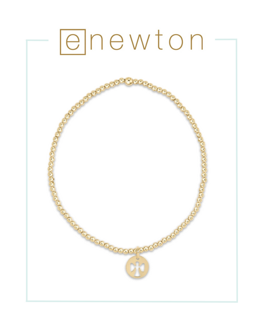 E Newton Classic Gold 3mm Bead Bracelet - Guardian Angel Gold Disc-Bracelets-ENEWTON-The Village Shoppe, Women’s Fashion Boutique, Shop Online and In Store - Located in Muscle Shoals, AL.