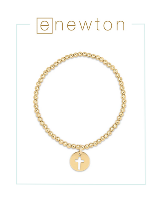 E Newton Extends | Classic Gold 3mm Bead Bracelet - Blessed Gold Disc-Bracelets-ENEWTON-The Village Shoppe, Women’s Fashion Boutique, Shop Online and In Store - Located in Muscle Shoals, AL.