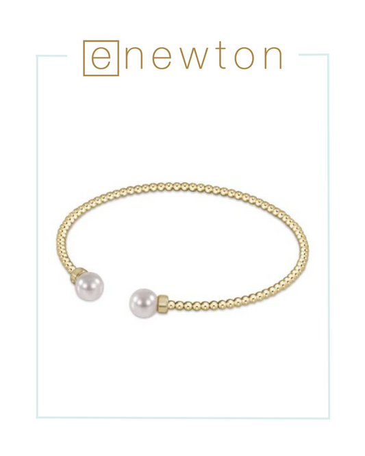 E Newton Classic Gold 2mm Bead Cuff - Pearl-Bracelets-ENEWTON-The Village Shoppe, Women’s Fashion Boutique, Shop Online and In Store - Located in Muscle Shoals, AL.