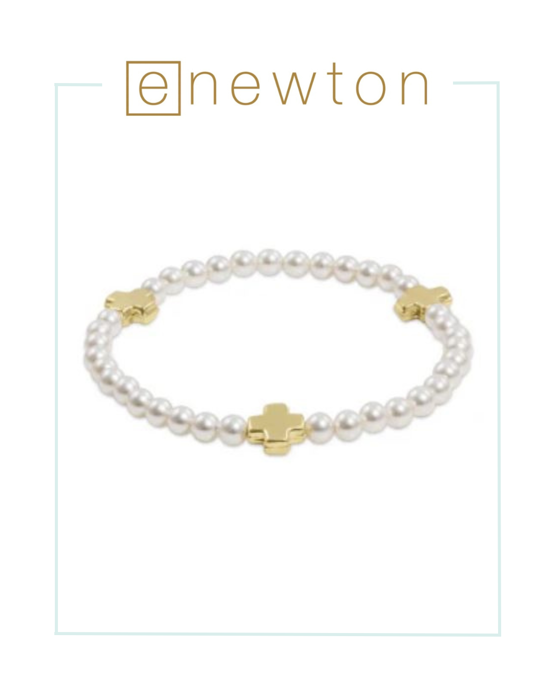 E Newton Signature Cross Pearl Pattern 4mm Bead Bracelet-Bracelets-ENEWTON-The Village Shoppe, Women’s Fashion Boutique, Shop Online and In Store - Located in Muscle Shoals, AL.