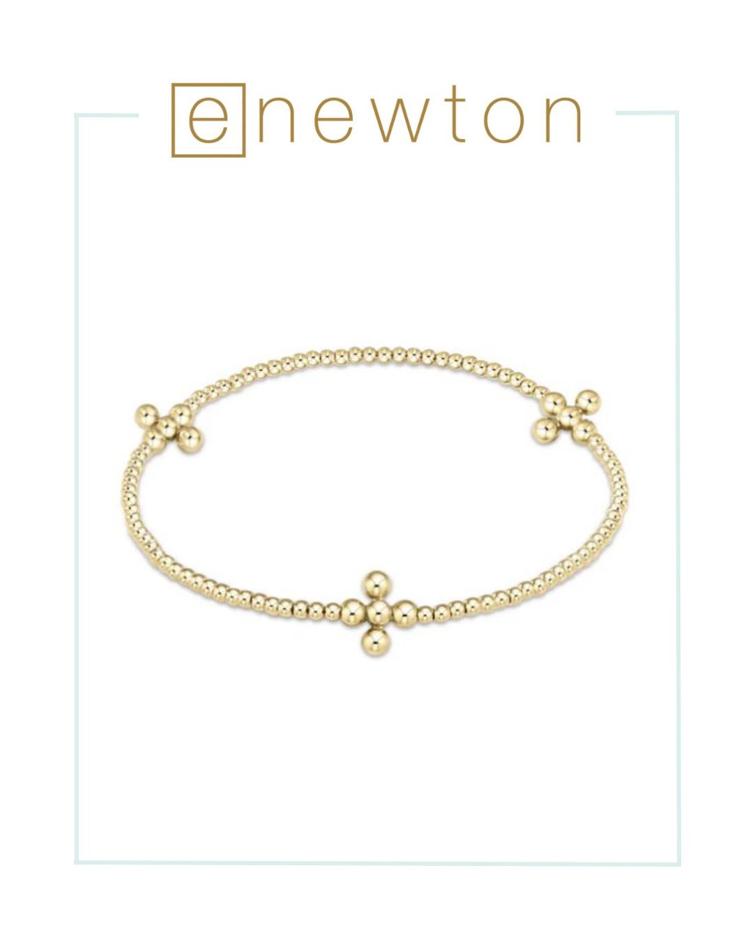 E Newton Signature Cross Gold Pattern 2mm Bead Bracelet - Classic Beaded Signature Cross Gold - 3mm Bead Gold-Bracelets-ENEWTON-The Village Shoppe, Women’s Fashion Boutique, Shop Online and In Store - Located in Muscle Shoals, AL.