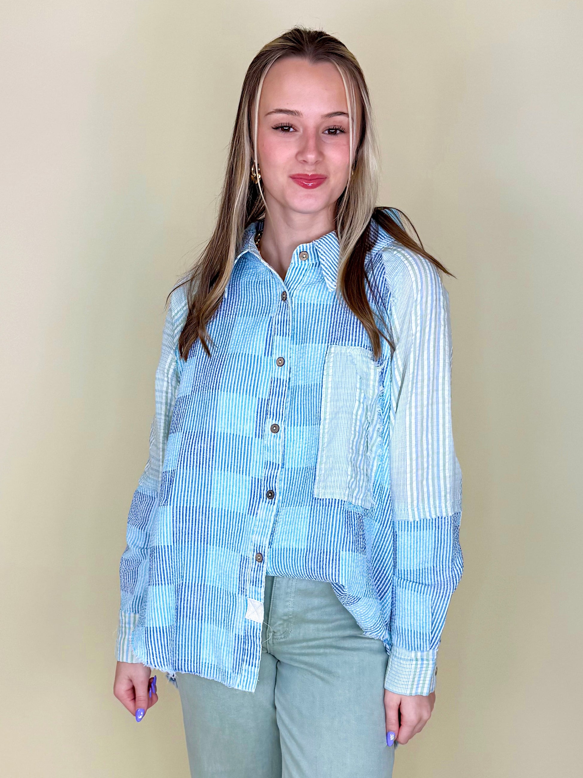 The Easterling Button-Down-Long Sleeves-Oli & Hali-The Village Shoppe, Women’s Fashion Boutique, Shop Online and In Store - Located in Muscle Shoals, AL.