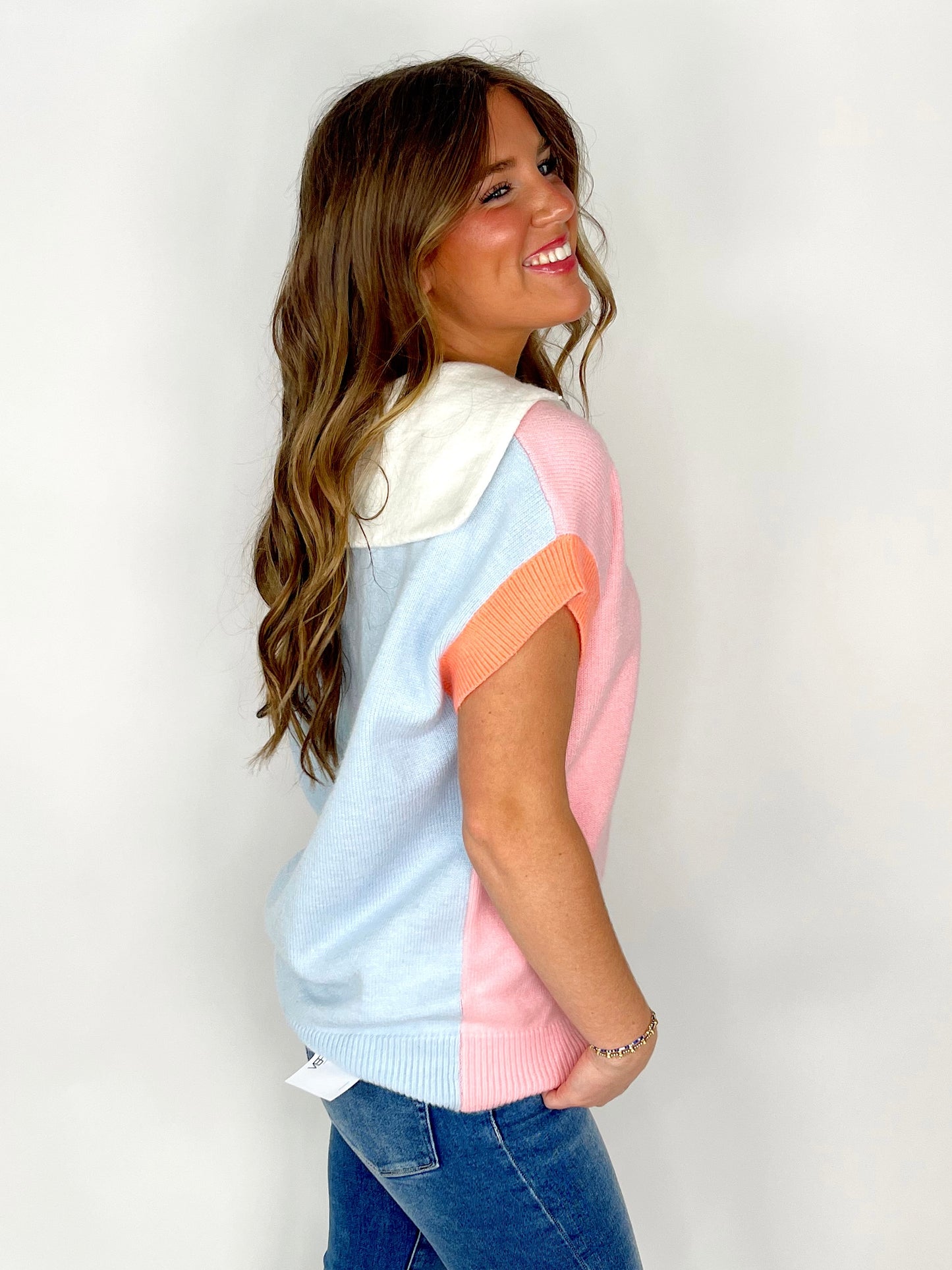 The Winnie Half Zip Vest-Short Sleeves-First Love-The Village Shoppe, Women’s Fashion Boutique, Shop Online and In Store - Located in Muscle Shoals, AL.
