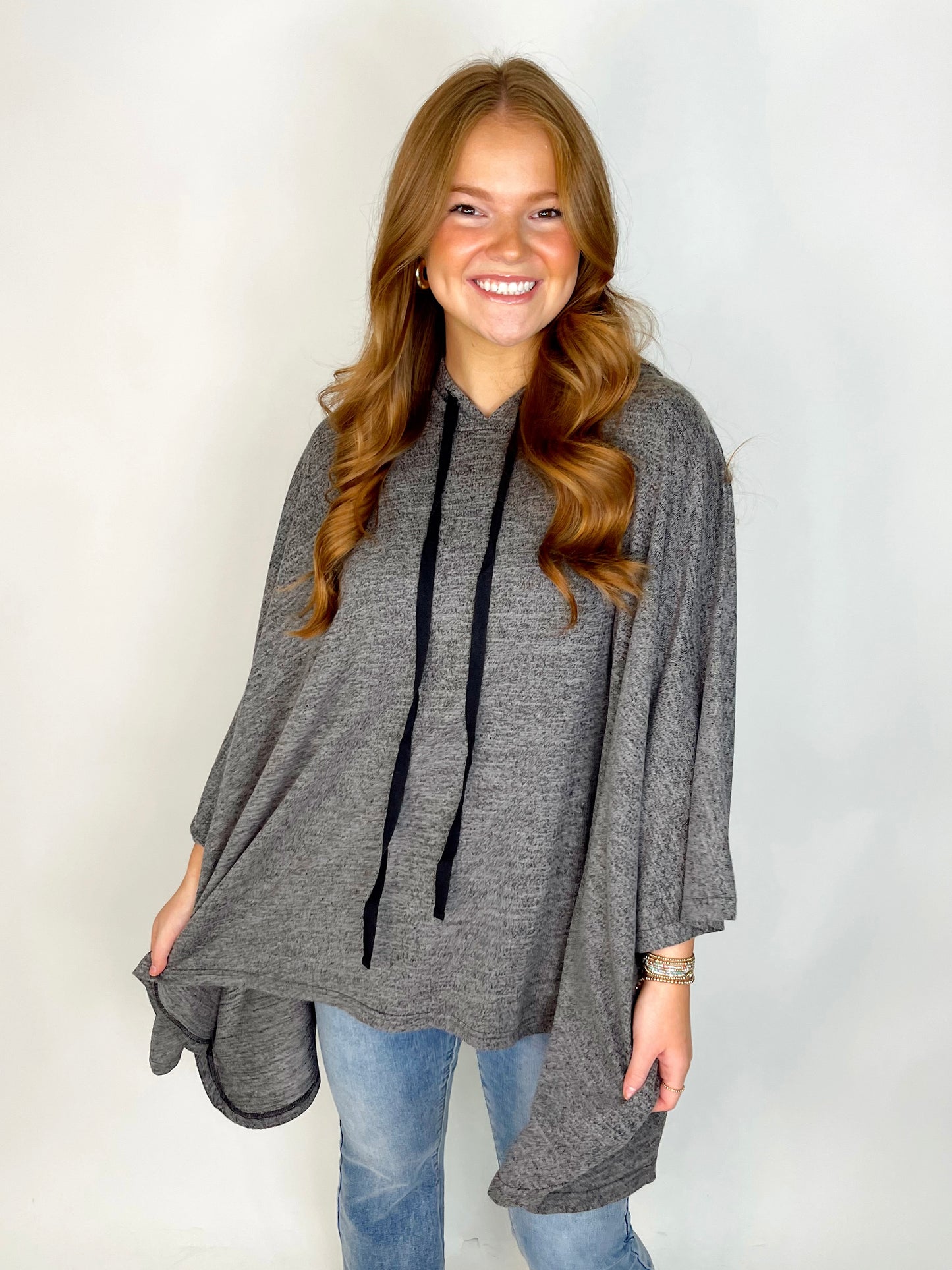 The Brittany Poncho | DOORBUSTER-Poncho-Cotton Bleu-The Village Shoppe, Women’s Fashion Boutique, Shop Online and In Store - Located in Muscle Shoals, AL.