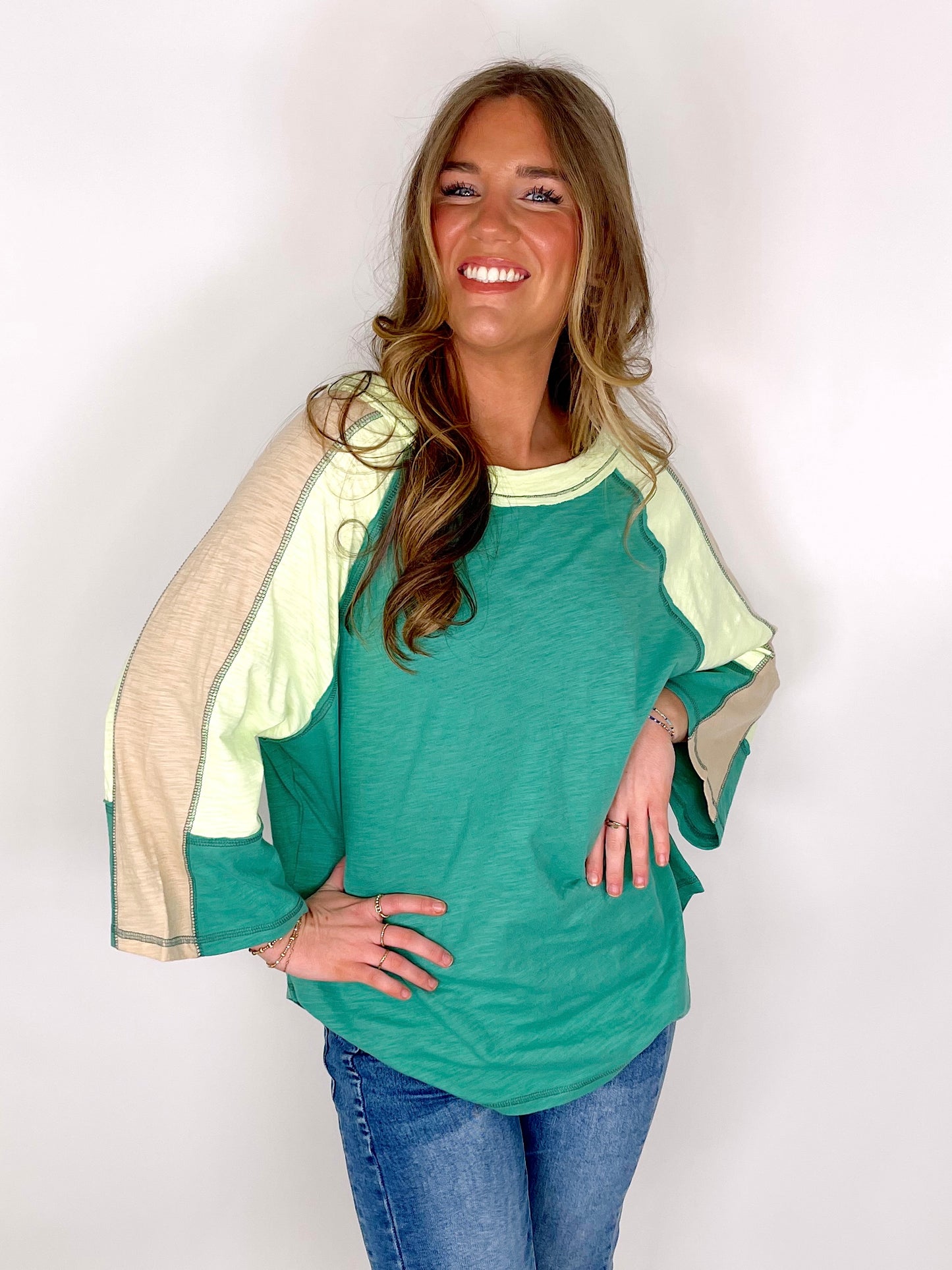 The Tonya Top-3/4 Sleeves-Easel-The Village Shoppe, Women’s Fashion Boutique, Shop Online and In Store - Located in Muscle Shoals, AL.