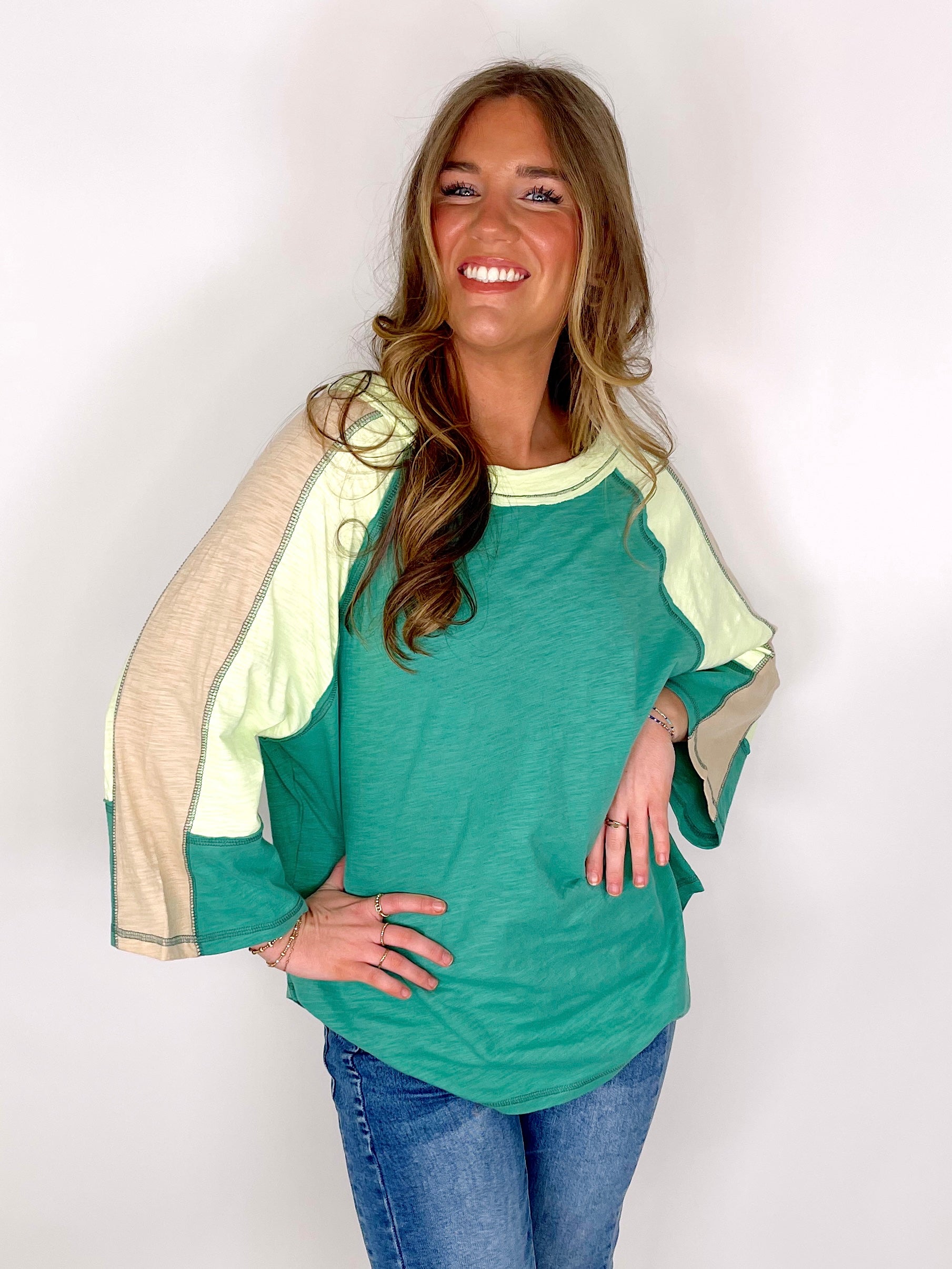 The Tonya Top-3/4 Sleeves-Easel-The Village Shoppe, Women’s Fashion Boutique, Shop Online and In Store - Located in Muscle Shoals, AL.