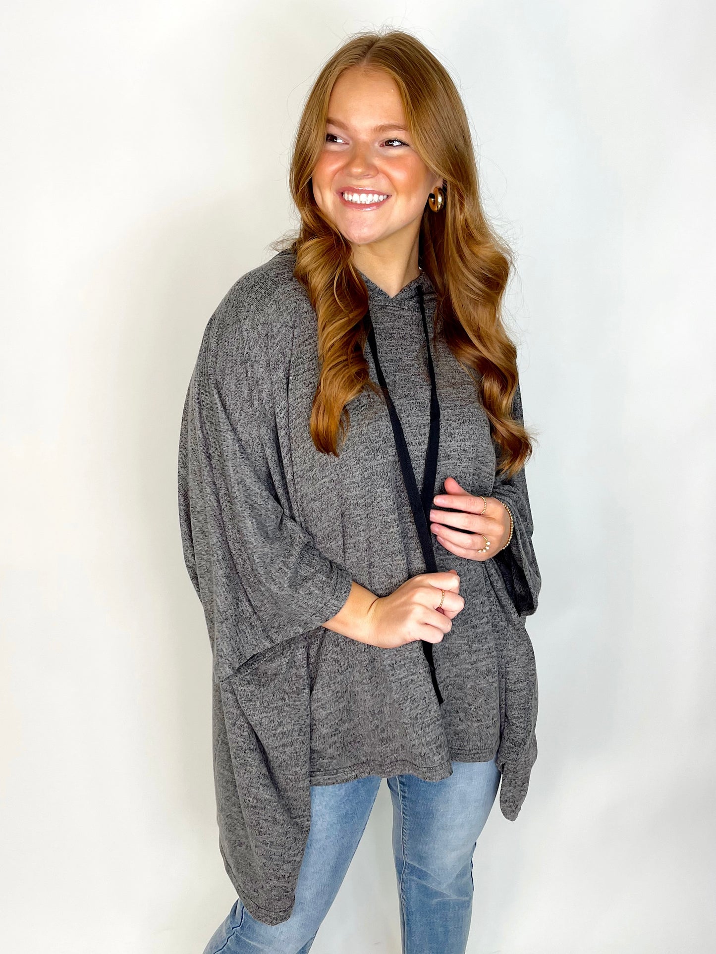 The Brittany Poncho | DOORBUSTER-Poncho-Cotton Bleu-The Village Shoppe, Women’s Fashion Boutique, Shop Online and In Store - Located in Muscle Shoals, AL.