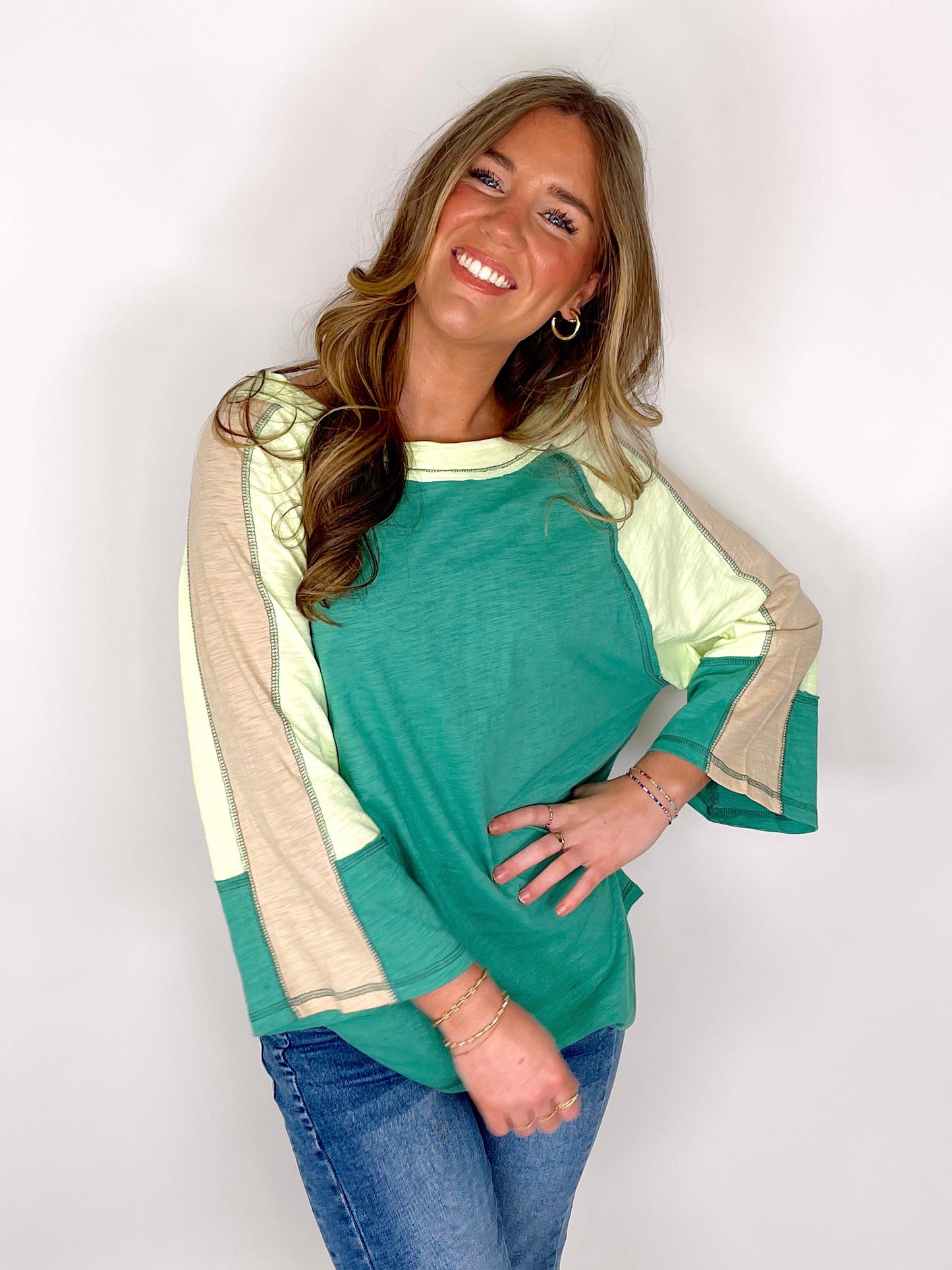 The Tonya Top-3/4 Sleeves-Easel-The Village Shoppe, Women’s Fashion Boutique, Shop Online and In Store - Located in Muscle Shoals, AL.