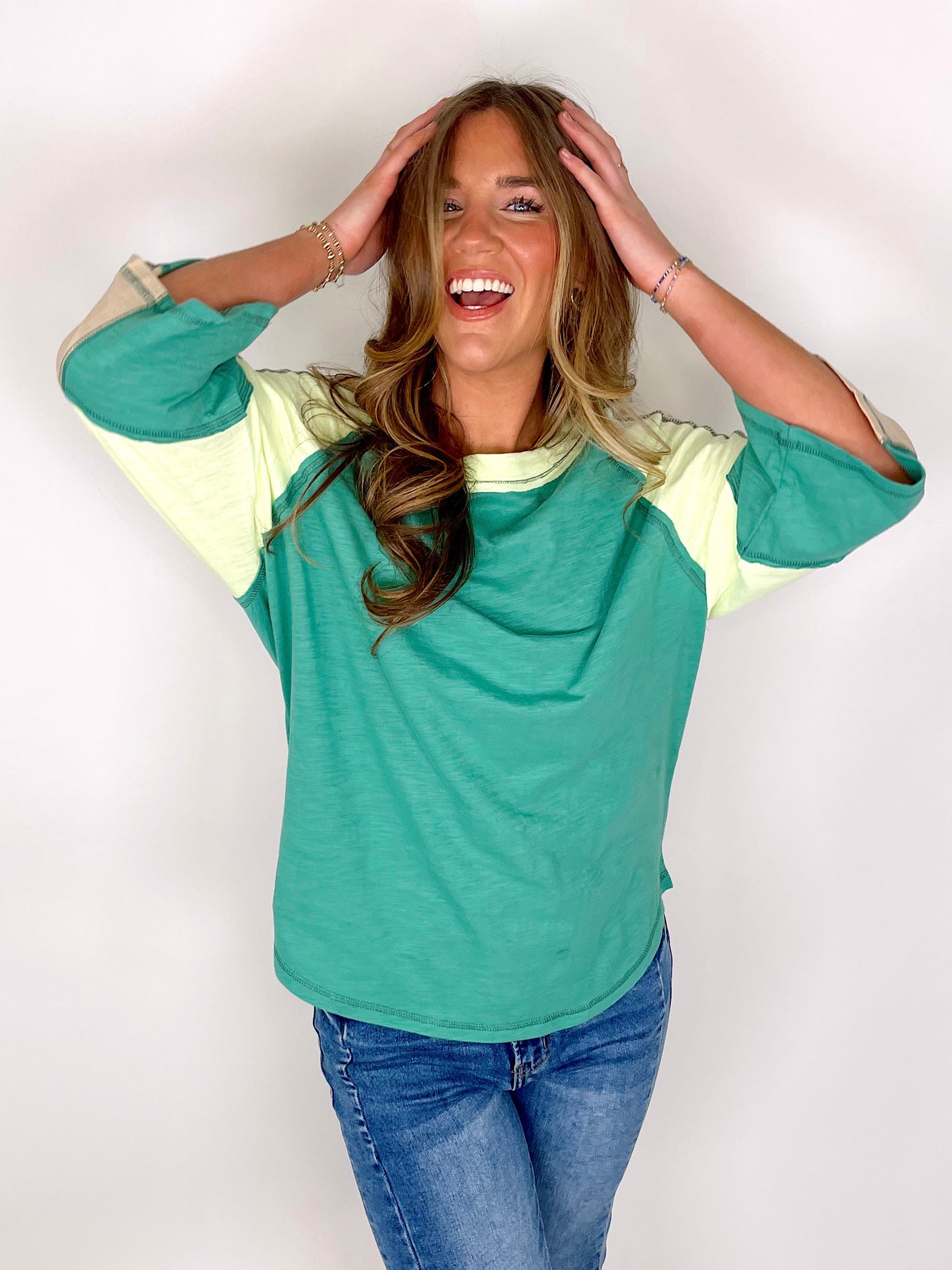 The Tonya Top-3/4 Sleeves-Easel-The Village Shoppe, Women’s Fashion Boutique, Shop Online and In Store - Located in Muscle Shoals, AL.