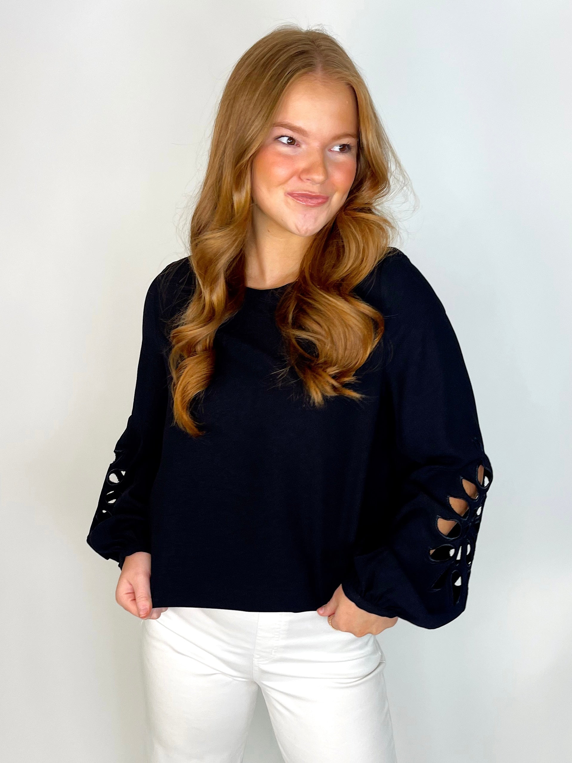 The Shannon Top | DOORBUSTER-Long Sleeves-Cotton Bleu-The Village Shoppe, Women’s Fashion Boutique, Shop Online and In Store - Located in Muscle Shoals, AL.