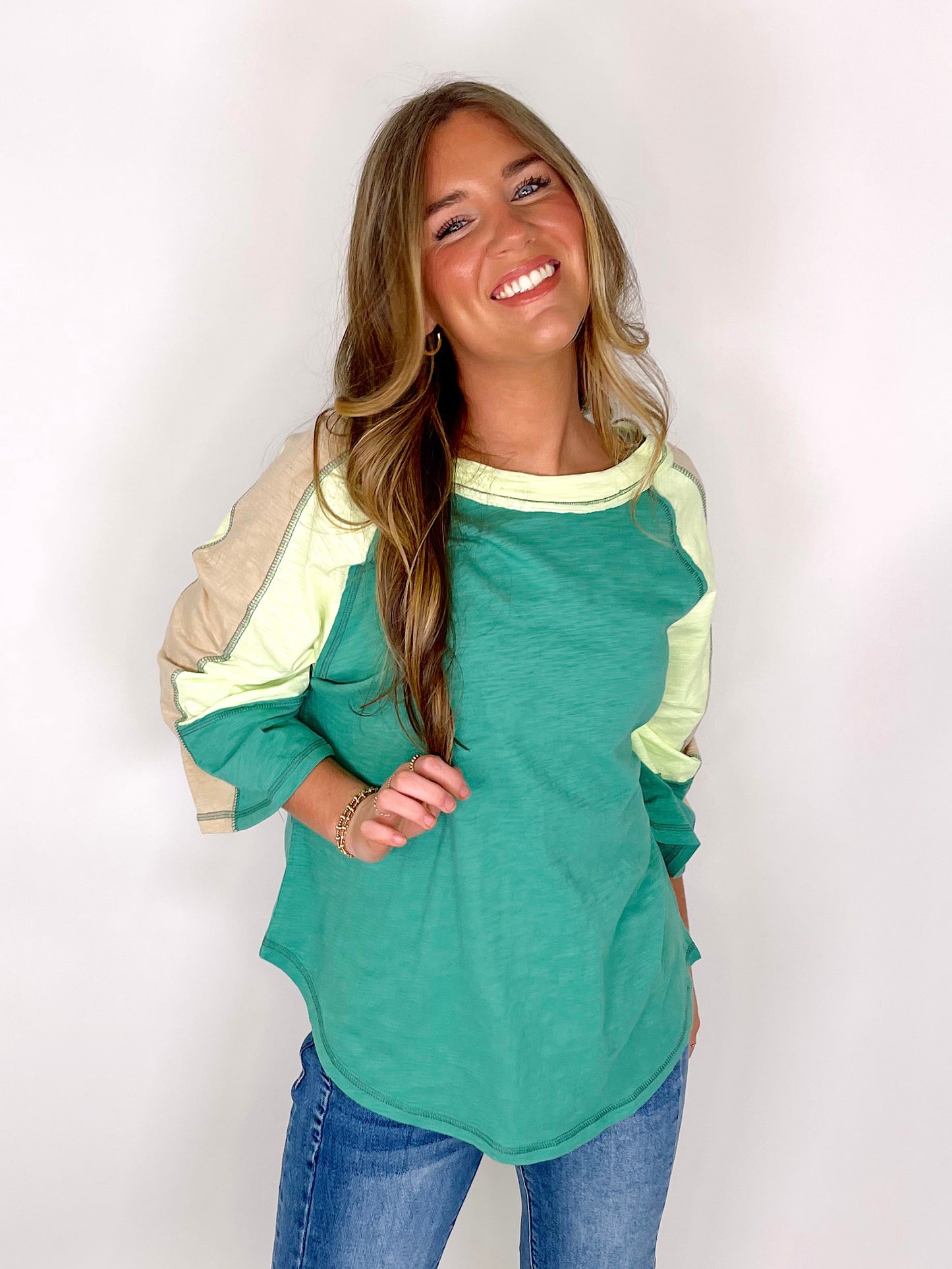 The Tonya Top-3/4 Sleeves-Easel-The Village Shoppe, Women’s Fashion Boutique, Shop Online and In Store - Located in Muscle Shoals, AL.