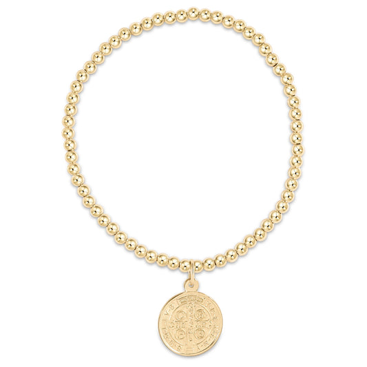 E Newton Classic Gold 3mm Bead Bracelet - Blessing Gold Disc-Bracelets-ENEWTON-The Village Shoppe, Women’s Fashion Boutique, Shop Online and In Store - Located in Muscle Shoals, AL.