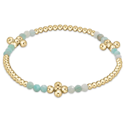 E Newton Signature Cross Gold Bliss Pattern 2.5mm Bead Bracelet - Amazonite-Bracelets-ENEWTON-The Village Shoppe, Women’s Fashion Boutique, Shop Online and In Store - Located in Muscle Shoals, AL.