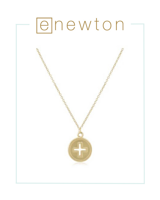 E Newton 16" Signature Cross Gold Disc Necklace-Necklaces-ENEWTON-The Village Shoppe, Women’s Fashion Boutique, Shop Online and In Store - Located in Muscle Shoals, AL.