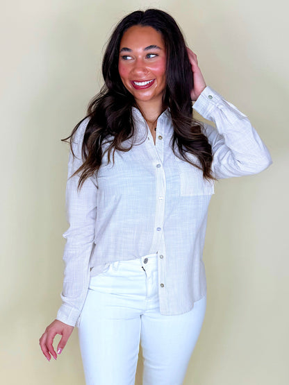 The Hadley Button Down-3/4 Sleeves-Be Cool-The Village Shoppe, Women’s Fashion Boutique, Shop Online and In Store - Located in Muscle Shoals, AL.